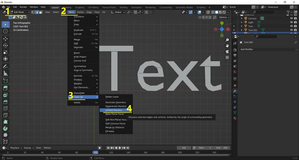 Eliminate mesh clutter with Limited Dissolve
