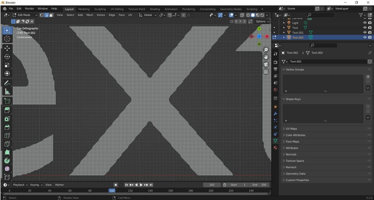 Flat text in high-definition voxel mesh