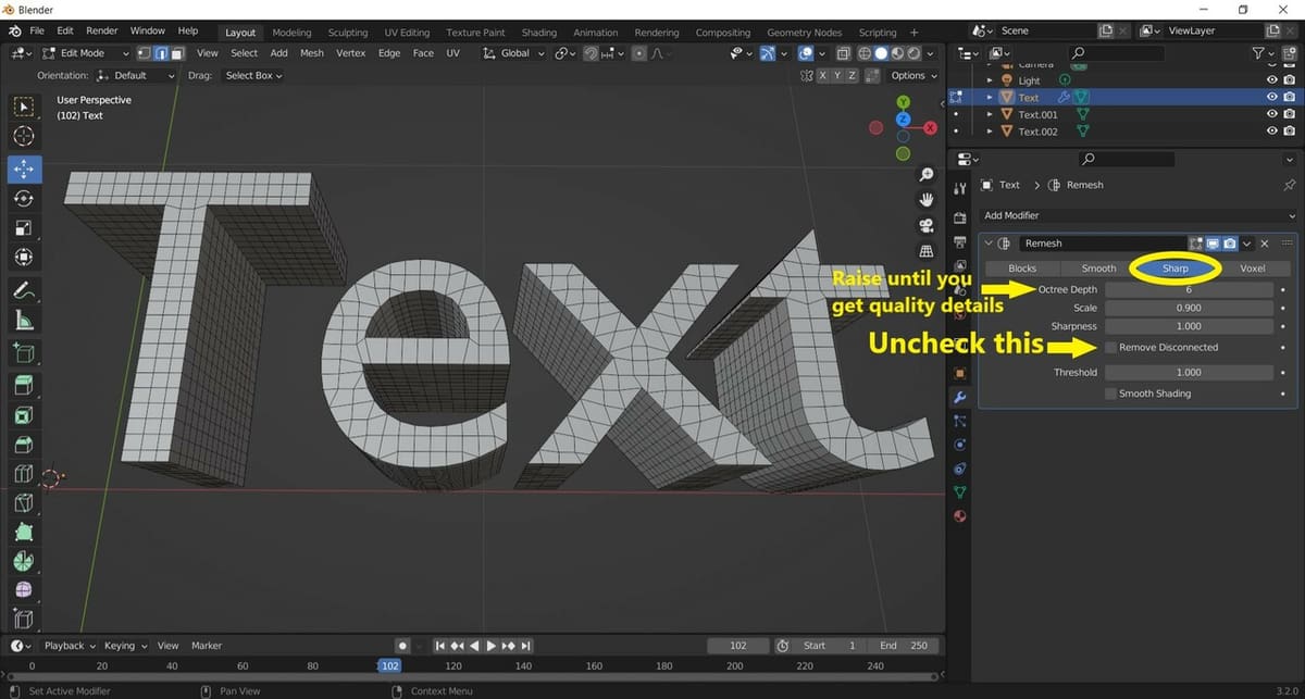 Let's work in the Sharp tab rather than Voxel