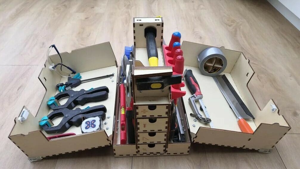 Despite being made of plywood, it is sturdy enough to hold all your tools
