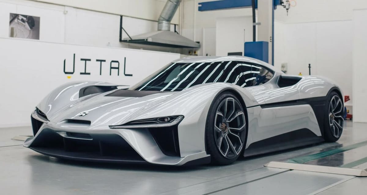 The Nio EP9 in the Vital Auto workshop
