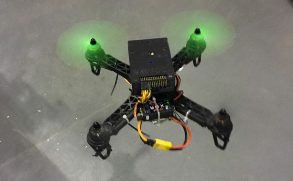 This drone uses the Raspberry Pi 2B and the Navio 2 flight controller