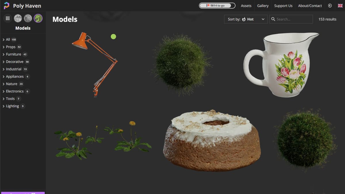 There's a relatively small selection of highly detailed 3D models