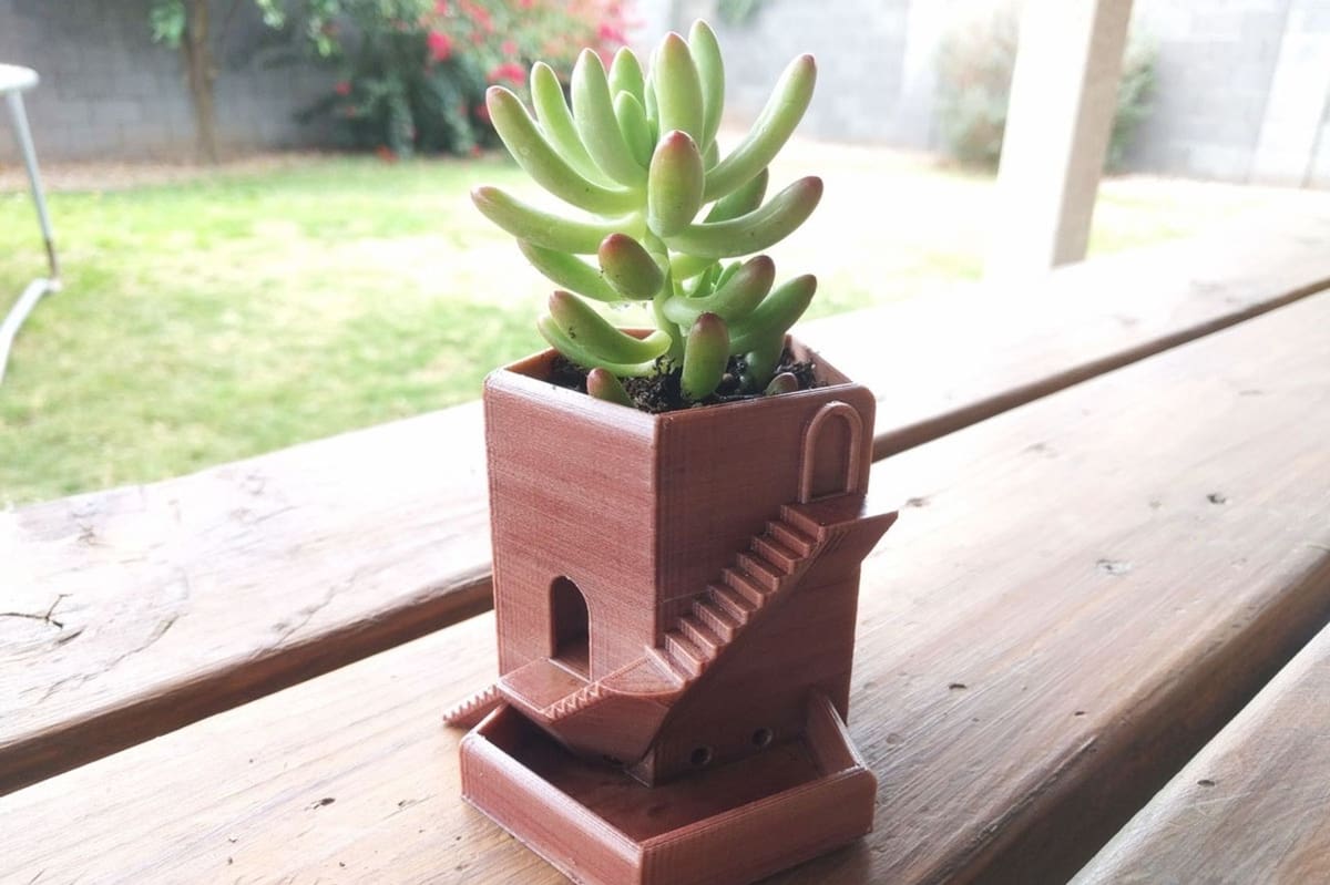 The planter above is PLA, though we'd like to see vapor smoothed ABS