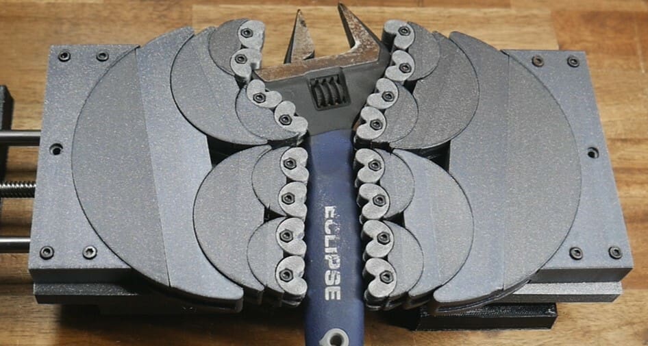 Fractal vise holding a wrench