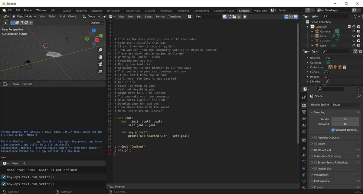 A simple script written and tested in the Python API