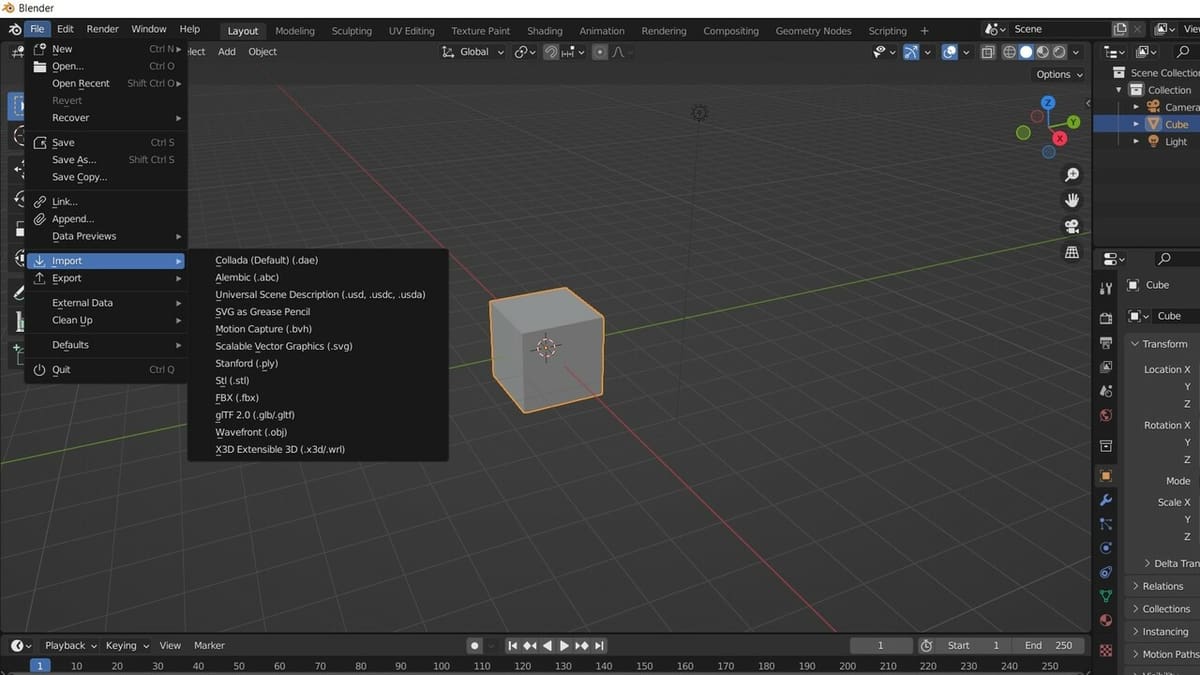 List of file formats that can be imported into Blender