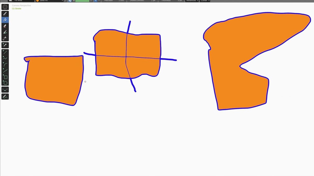 Drawn shapes filled in