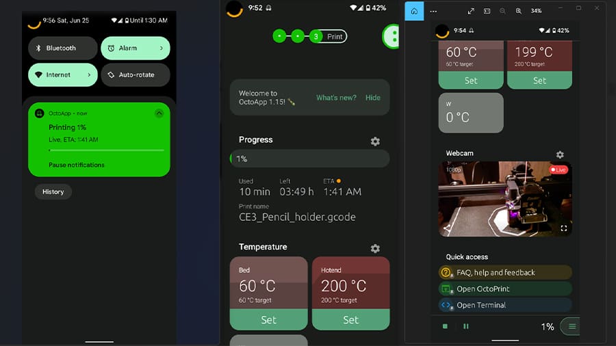 The OctoApp app and plug-in provide enhanced remote notifications of printing events