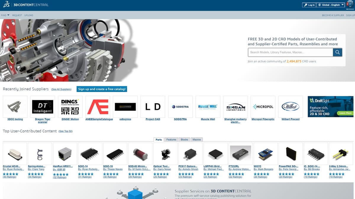 3D ContentCentral is geared exclusively towards SolidWorks users