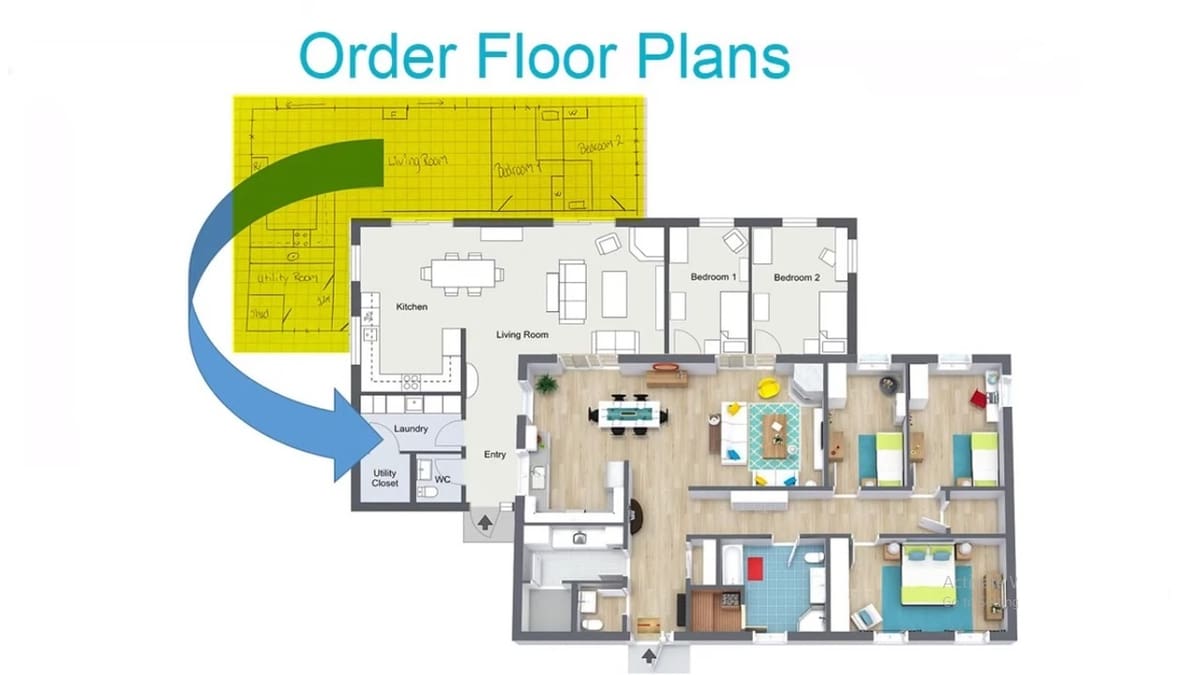 Ordering 2D and 3D floor plans created in RoomSketcher from hand-drawn sketches