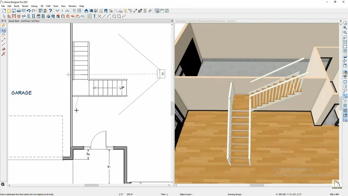 Stairs designed with Home Designer Pro 2021