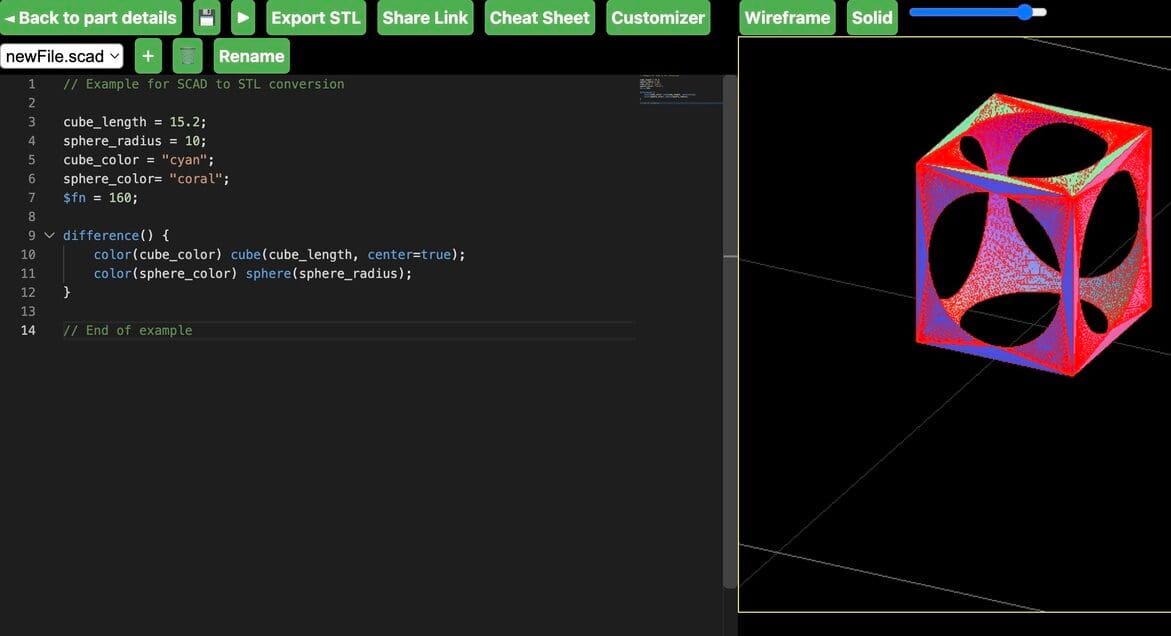 A simplified online version of OpenSCAD