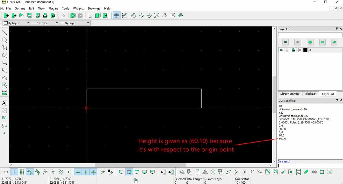 Start with a rectangle, finish with a spaceship