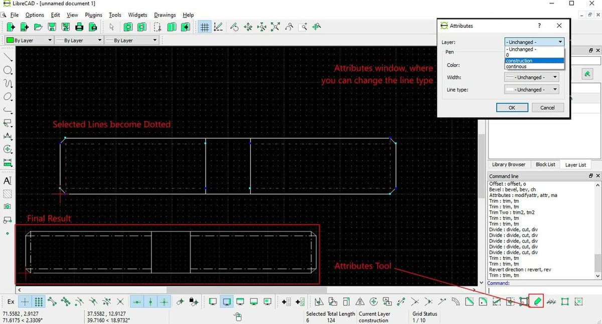 Line type changes the purpose of the line