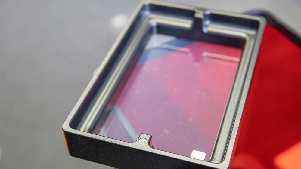 A sheet of FEP film installed in a resin vat