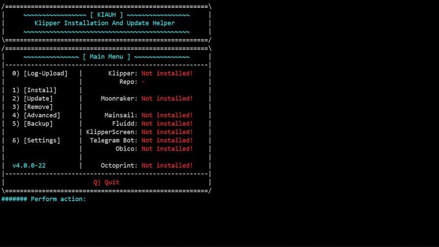 Image of: SBC: Installing Klipper & OctoPrint via KIAUH