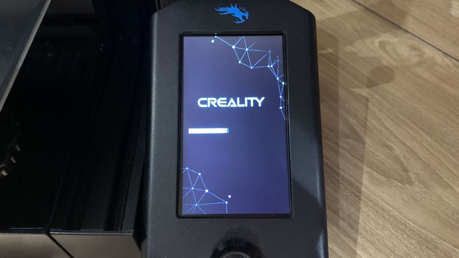 The starting screen will be displayed while the new firmware is installed on your Ender 3 V2