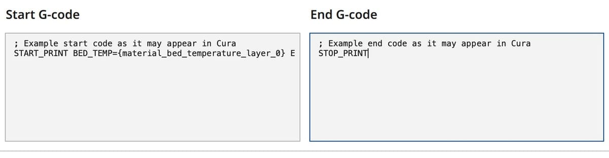 Simple examples of stop and end code - using macros pre-defined in Klipper