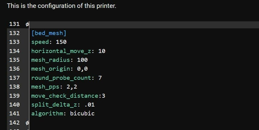 An example configuration for a delta printer