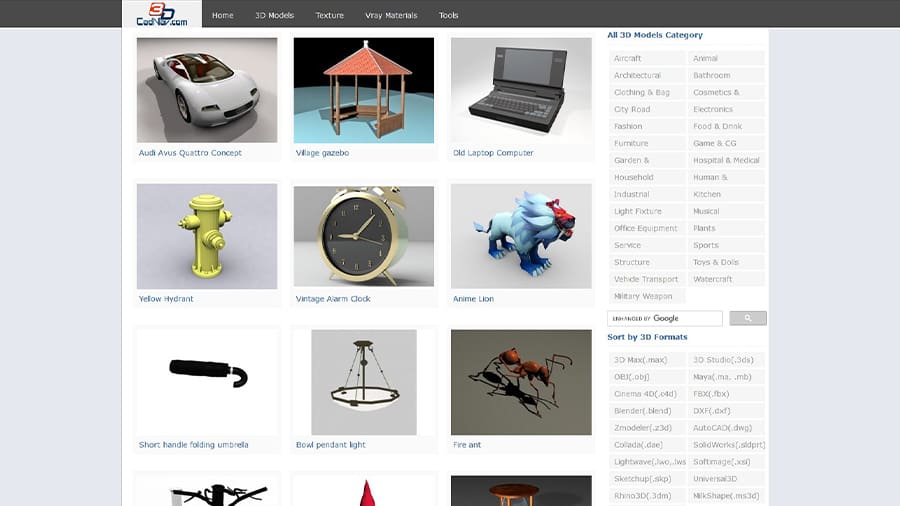 Cadnav has a simple layout but a compreensive selection