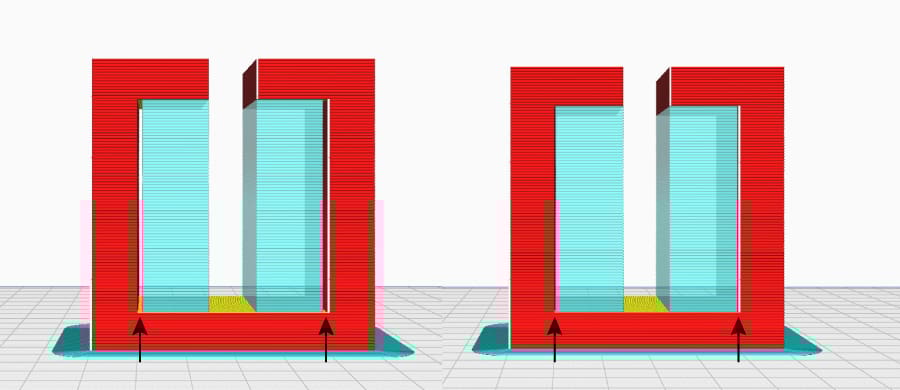 The X/Y distance is greater on the left design