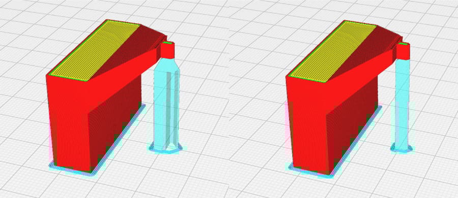 Supports are different when the Use Towers setting is enabled, as shown on the left