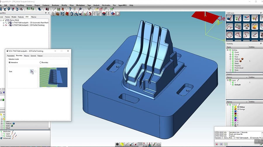HyperMill is known for handling complex shapes and geometries