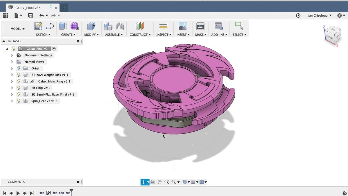 Fusion 360 is a great option to model a Beyblade