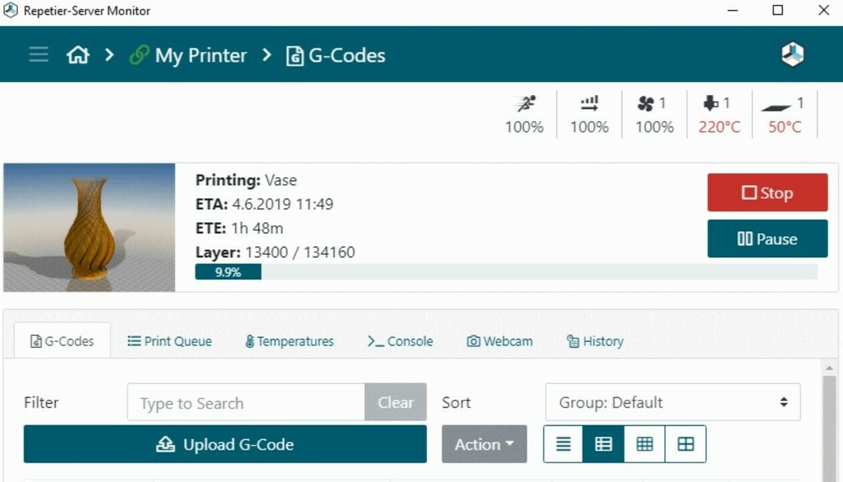 A Repetier server allows you to remotely control and monitor your 3D printers
