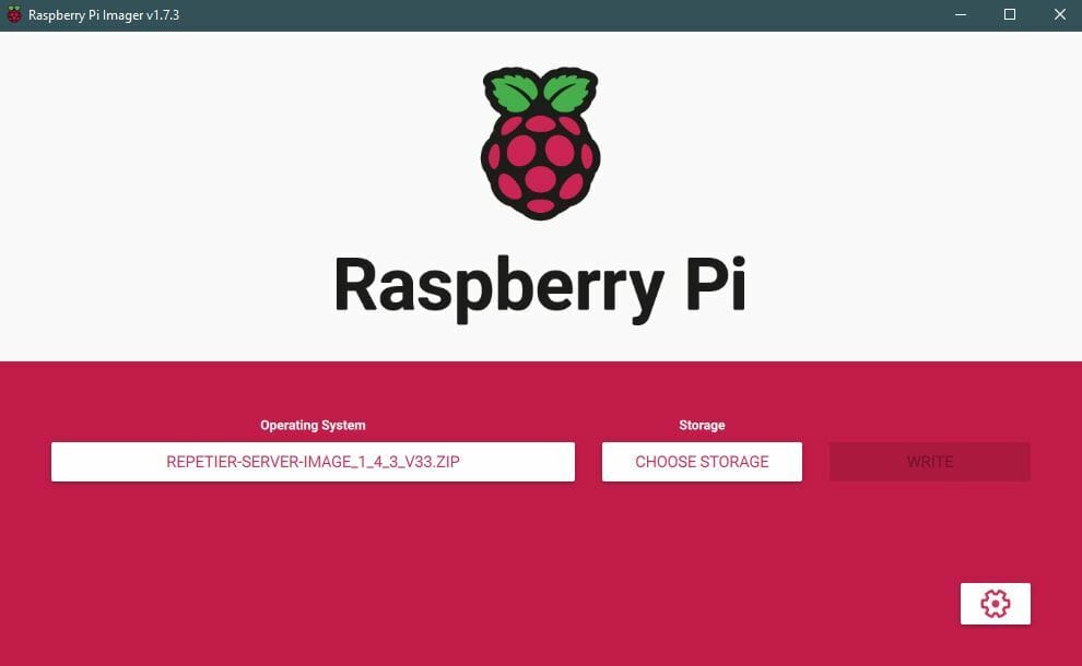Flash the Repetier Server OS Image to the MicroSD card with Raspberry Pi Imager