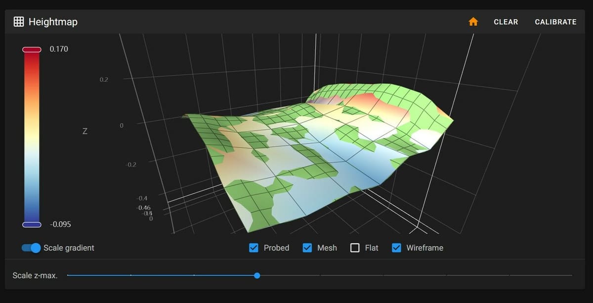 The same bed as above, with mesh interpolation enabled (in green)