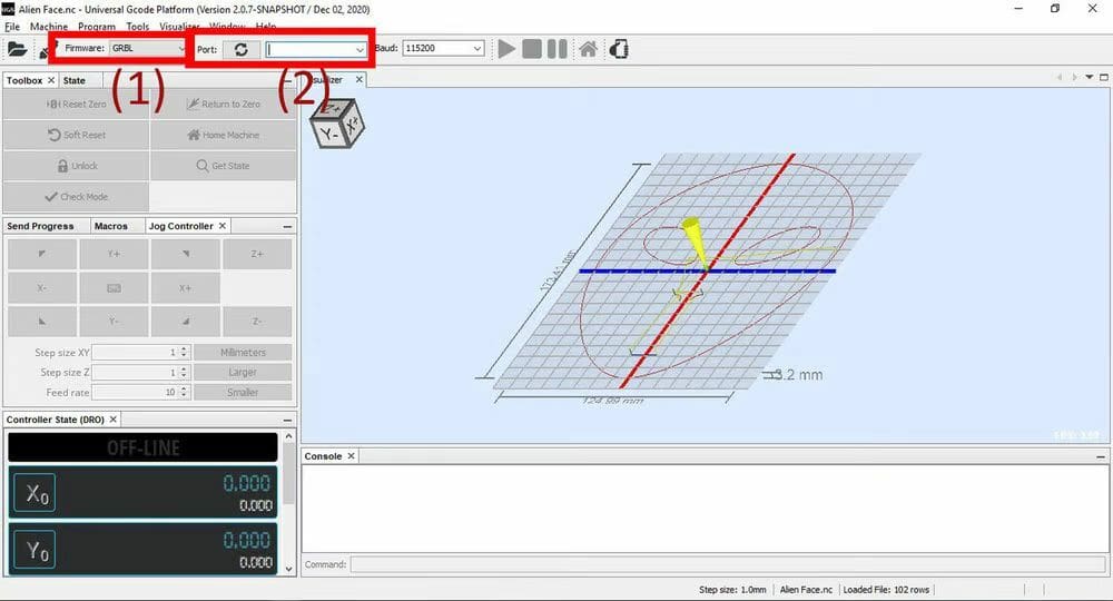 Set the firmware and your machine, and start the CNC