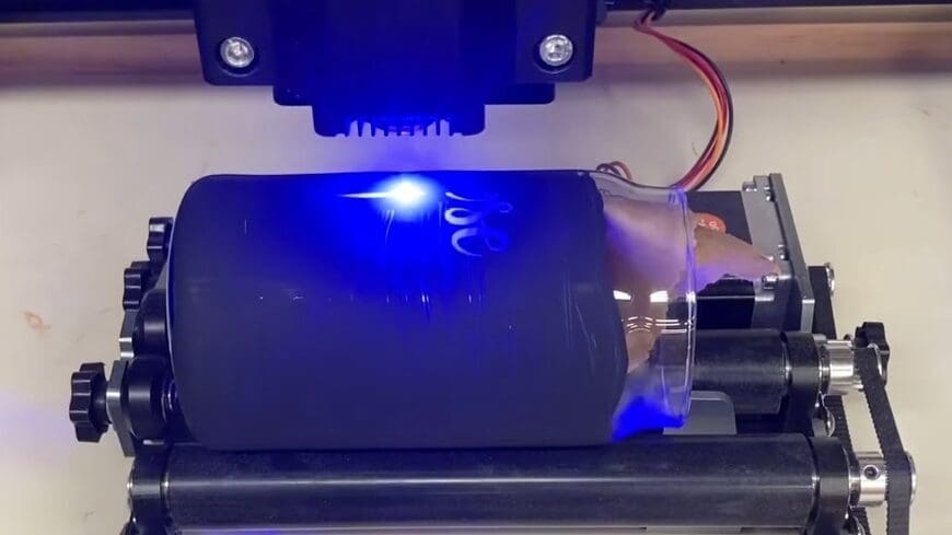 A drinking glass or bottle is one of the materials for laser engraving