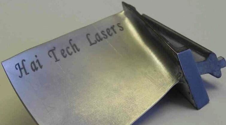A laser marking on stainless steel by Hai Tech Lasers, Inc.