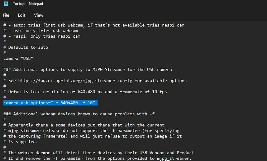 You can make the proper configuration edits in the Octopi.txt file