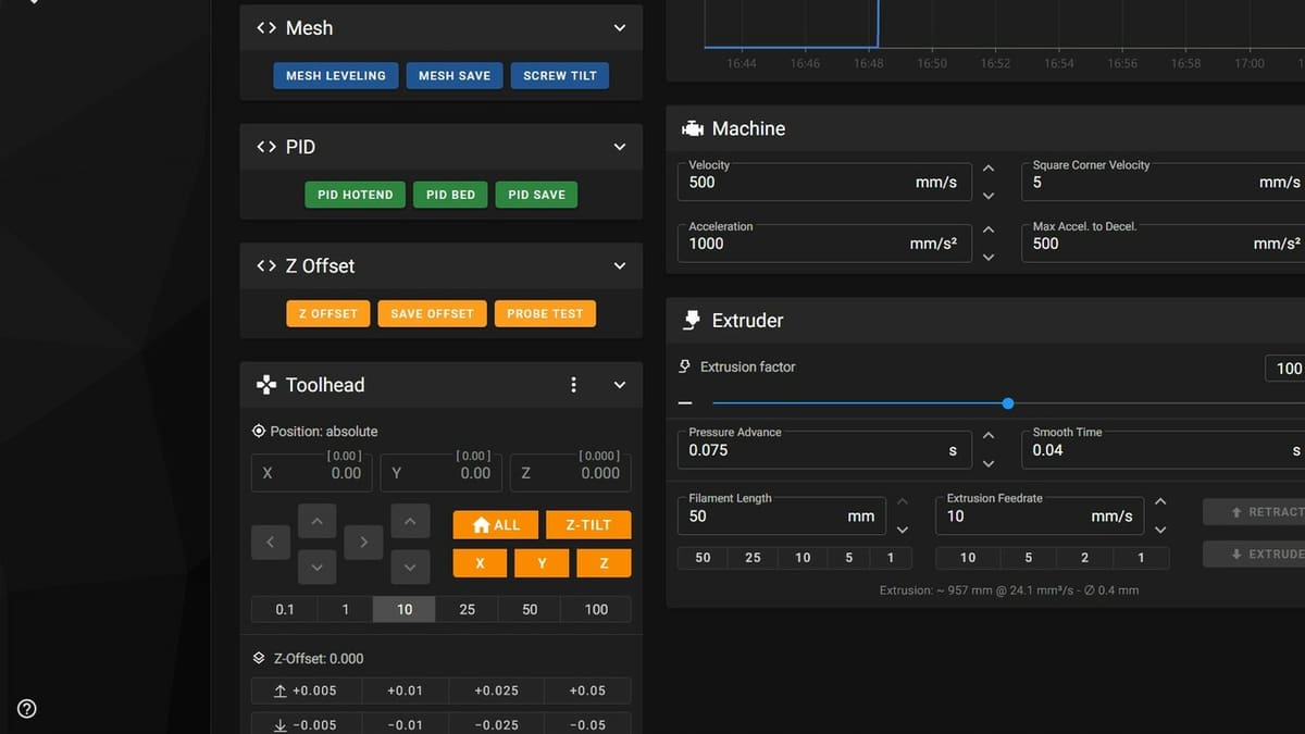 The Mainsail interface allows for easy macro grouping