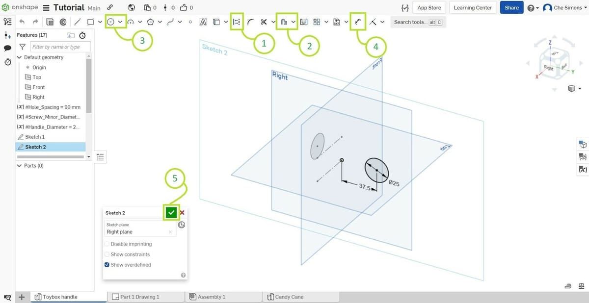 Two sketches perpendicular to each other
