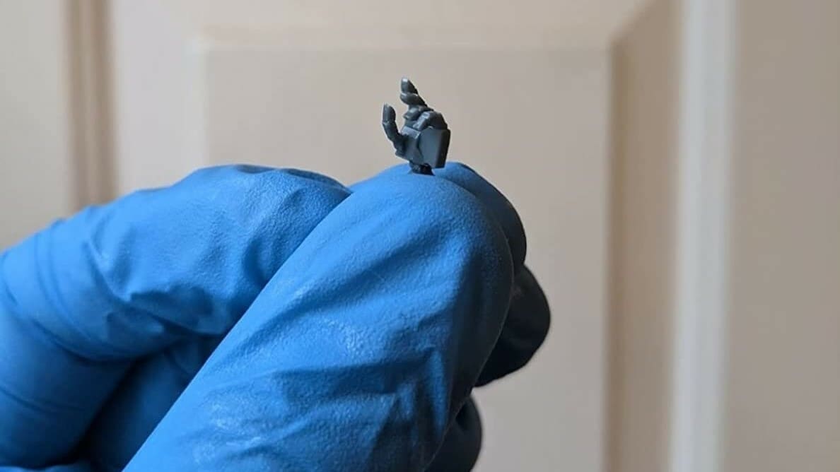 A teeny tiny hand printed with Elegoo 8K resin