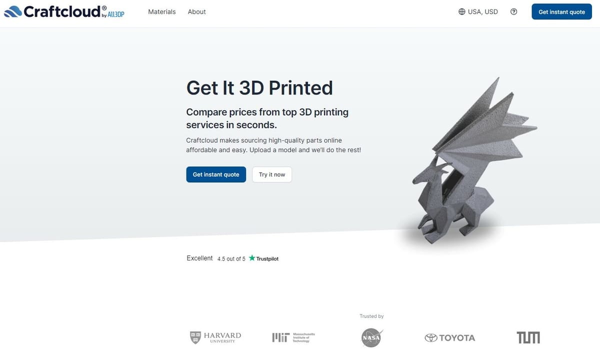 Craftcloud's Welcome Page