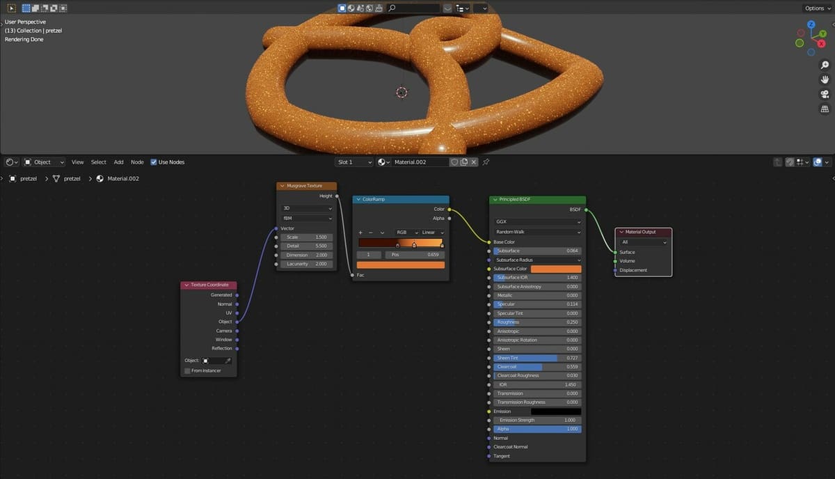 A musgrave texture is added to the model