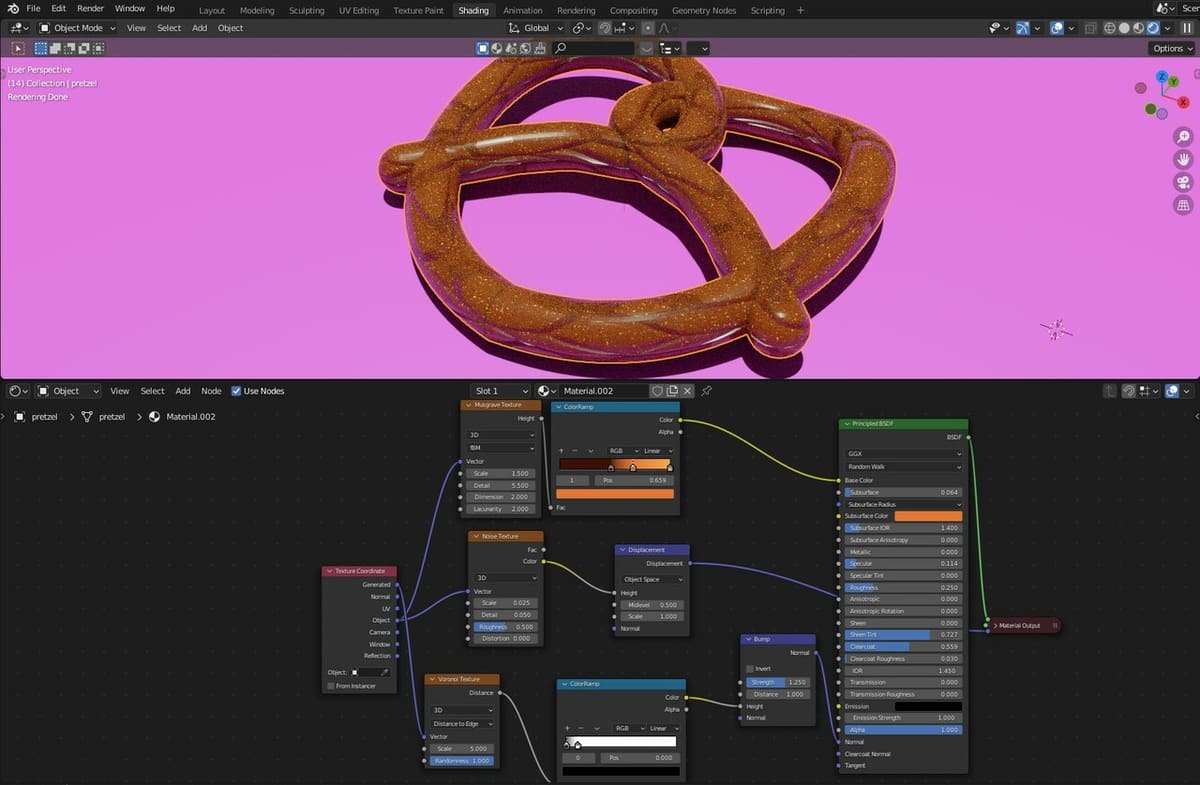 A voronoi node is added to create the appearance of cracks to our model