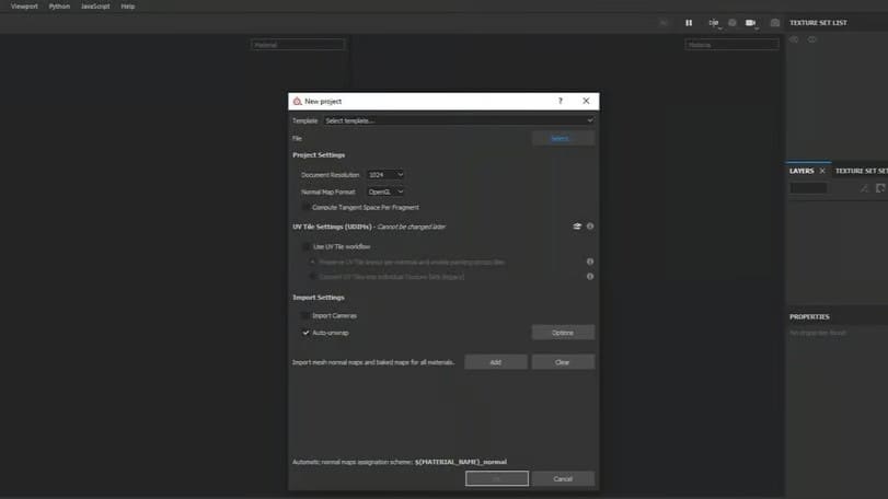 The exported .FBX file from Blender can be imported into Substance Painter upon creation of a new project