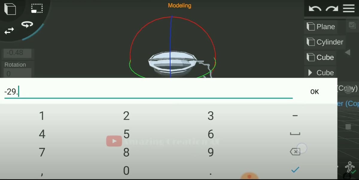 An example of precision object rotation with specified angle measurements