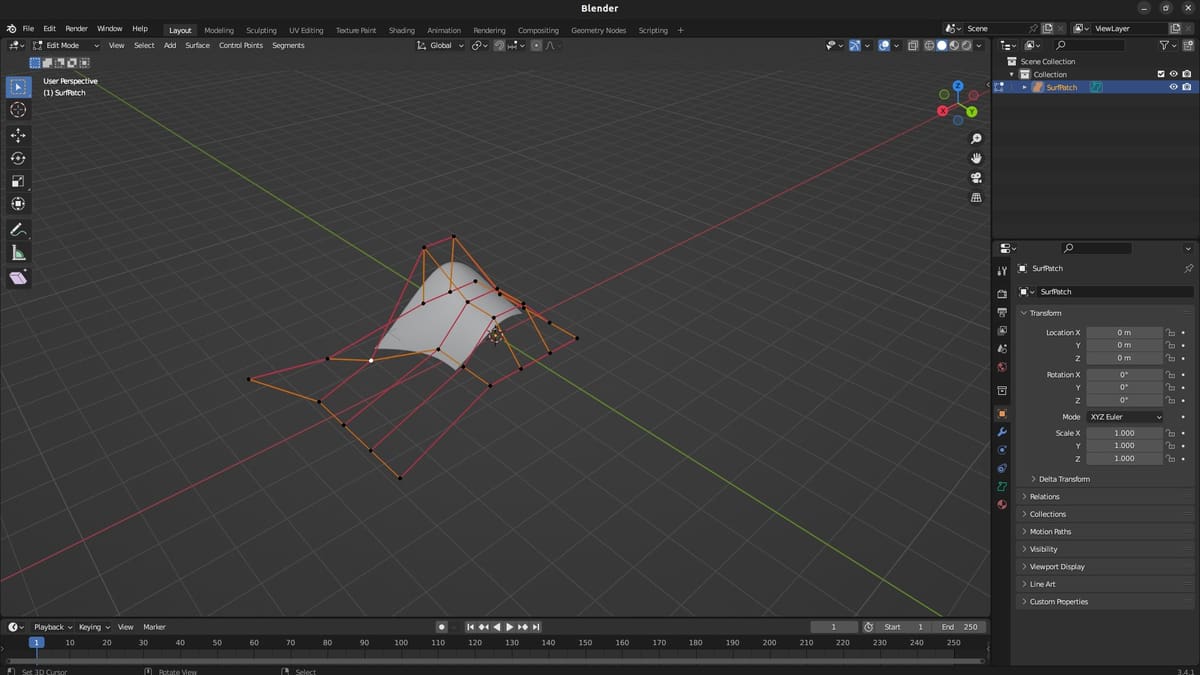 NURBS surface with all control points