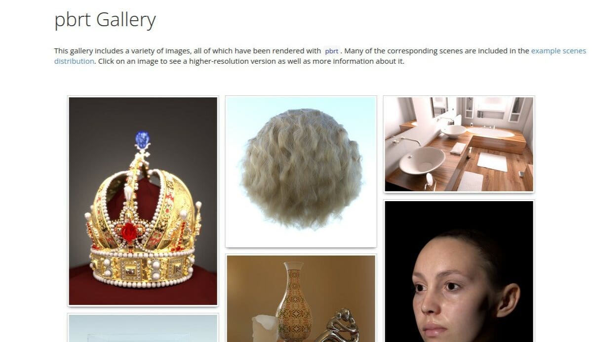 The PBRT gallery includes some highly realistic renders
