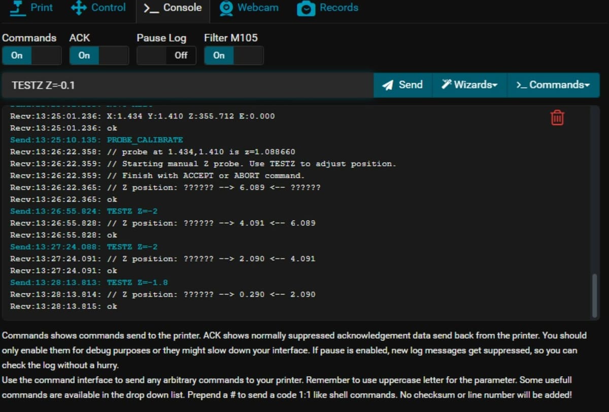 The paper-test as seen on the console