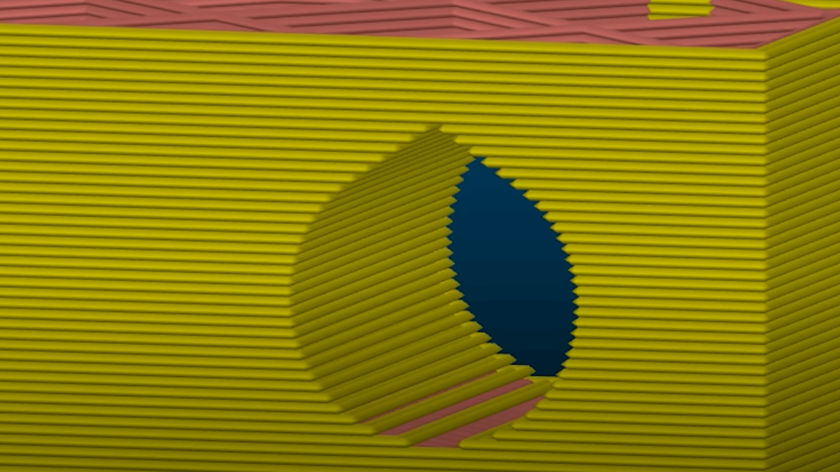 Teardrop-shaped holes let you print horizontal holes without droops