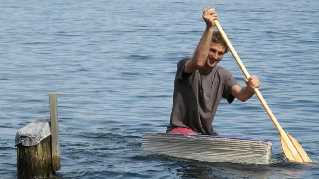 A boat 3D printed with melted milk jugs (HDPE)