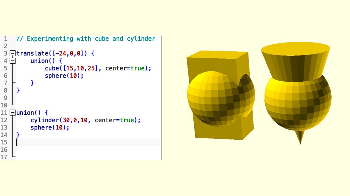 The results of using different Actions in the basic CSG example